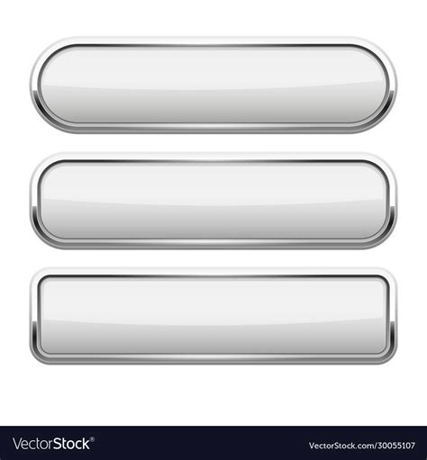 White Glass Button With Metal Frame Royalty Free Vector