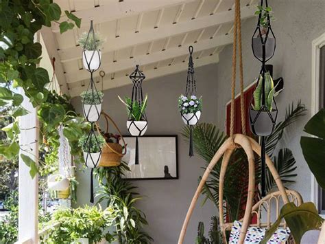 Macrame Plant Hangers Hanging Planters Set Of 5 With 5 Hooks Hanging