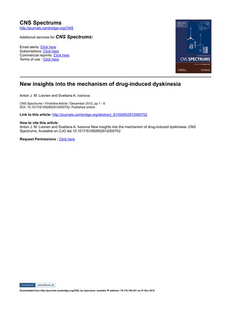 (PDF) New insights into the mechanism of drug-induced dyskinesia