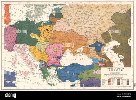 EUROPE.Central & Eastern Europe (Nationalities). HARMSWORTH 1920 old map Stock Photo - Alamy