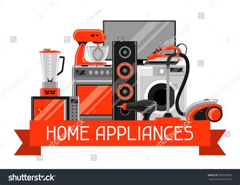 Background Home Appliances Household Items Sale Stock Vector (Royalty ...