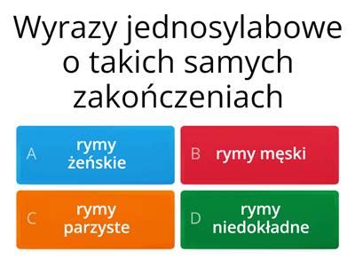 Rodzaje rymów Materiały dydaktyczne