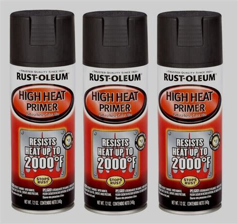 3 ~ Rust Oleum High Heat Primer 12oz 2000°f Automotive Smooth Finish Top Coat Ebay