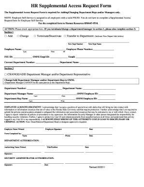 Fillable Online Hr Fsu Hr Supplemental Access Request Form Human