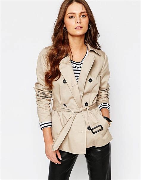 Jdy Short Belted Trench Coat At Faux Fur Trench Coat Belted Trench Coat