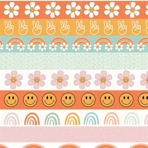 Groovy Boho Bulletin Board Borders Pack Etsy India