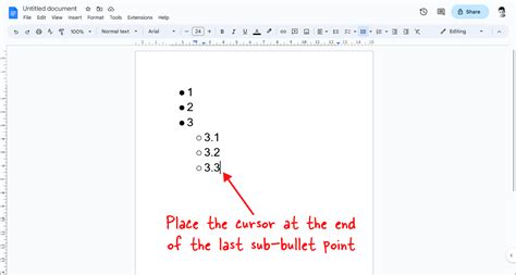 How To Move A Bullet Point Back In Google Docs