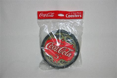 Coca Cola Set Of 4 Plastic Coasters Set With Retro Advertising Insert 4