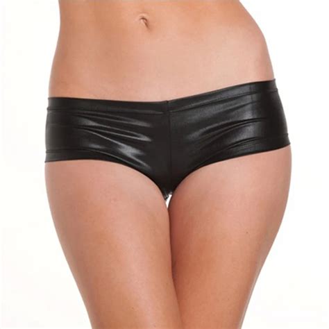 2015 Womens Fashion Hot Sexy Faux Leather Underwear Metallic Micro