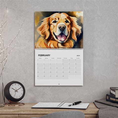 Watercolor Golden Retriever Calendar Dog Lover T Home Etsy