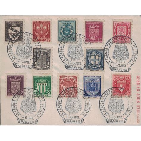 ARMOIRIES DE VILLE 1er SERIE 12 TIMBRES SUR LETTRE DU 6 7 1942