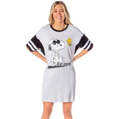 Intimo Peanuts Womens Joe Cool Snoopy Woodstock Nightgown Pajama Shirt