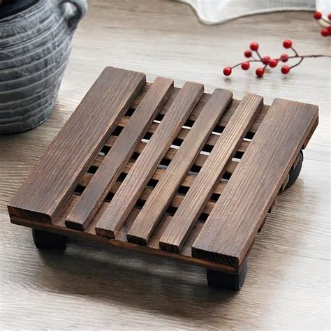 Pot De Plantes Caddy Palette De Plantes En Bois Avec 4 Roues Support De