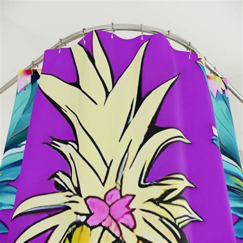 Hawaiian Pineapple Shower Curtain Ai Art Design Print Hawaiian Shower