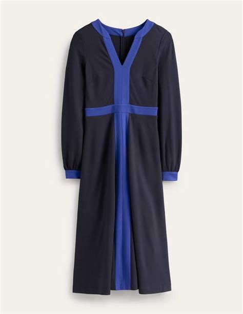 Colourblock Ponte Midi Dress Navy And Bright Blue Boden Us