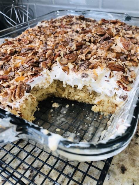 Butter Pecan Poke Cake Easy And With A Delicious Crunch Hungry Six