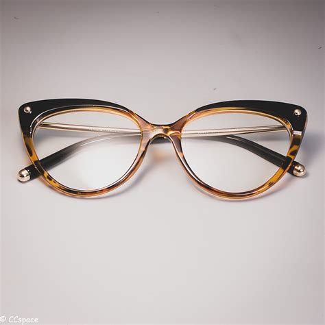 45651 Cat Eye Glasses Frames Plastic Titanium Women Trending Rivet Sty Hesheonline Cat Eye