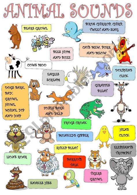 Animal Sounds Esl Worksheet By Natleb