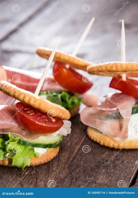 Crackers With Ham Stock Photo Image Of Tasty Healthy 34090716