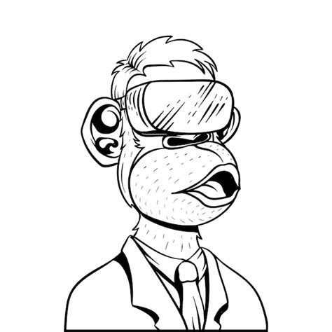 Premium Vector Line Art Ape With Bored Face Original Bored Monkey Nft