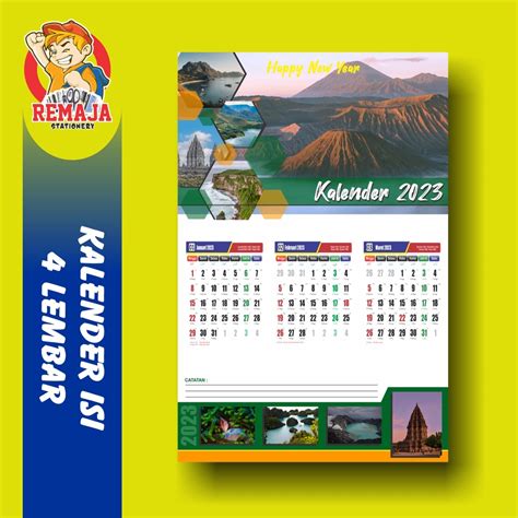 Jual Cetak Kalender Custom Full Color Ukuran 32x48 1 Lembar Isi 3 Bulan