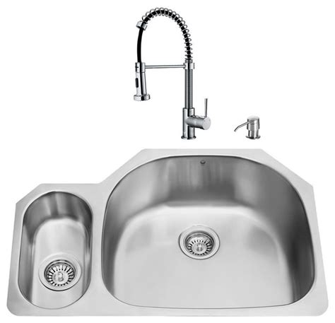 Vigo All In One 32 Undermount Stainless Steel Kitchen Sink Chrome Faucet Set Modern