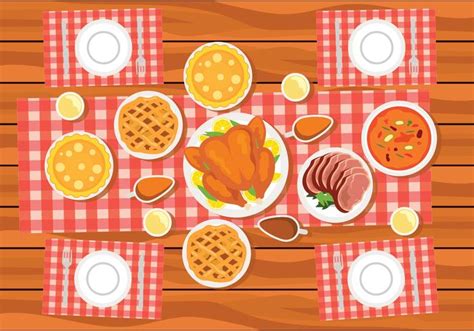 Thanksgiving Table Overhead 259290 Vector Art at Vecteezy