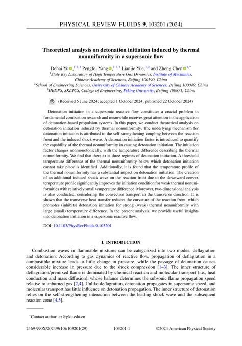 PDF Theoretical Analysis On Detonation Initiation Induced By Thermal