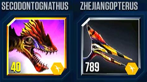 Secodontognathus Vs Zhejiangopterus Jurassic World The Game Youtube