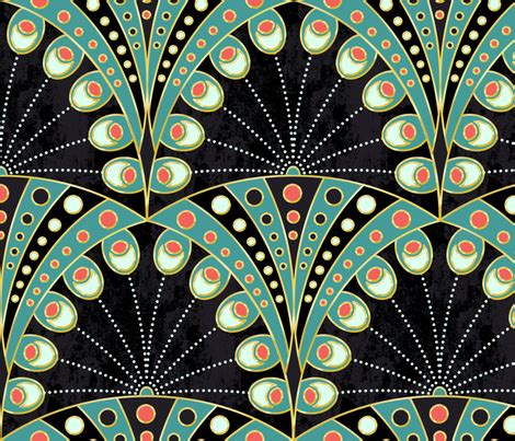 Colorful Fabrics Digitally Printed By Spoonflower Art Deco Peacock