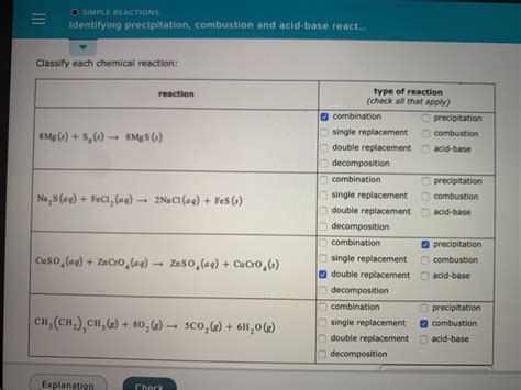 Solved O Simple Reactions Identifying Precipitation Chegg