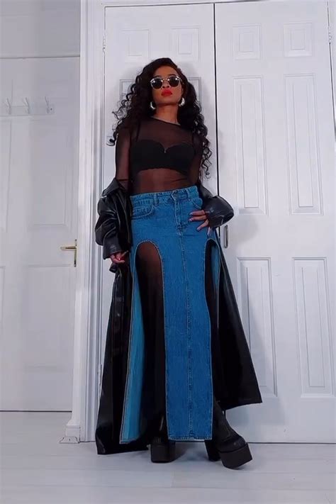 Long Denim Skirt Outfits Nasty Gal