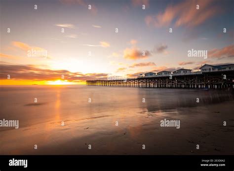 Crystal Pier Cottages Pacific Beach San Diego California sunset Stock ...