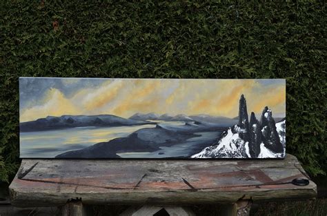 Old Man Of Storr In The Sun Acrylic Painting 100x30cm Etsy Uk