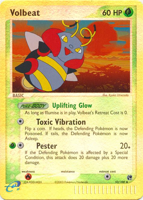 Pokémon EX Sandstorm Card 053 Volbeat Parallel Reverse Holo Arcade