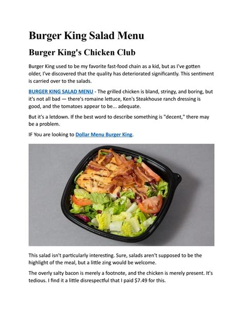 Burger King Salad Menu by Burger King Menu Updates - Issuu