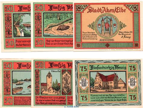 Scheine Kpl D Nn X Notgeld Der Stadt Aken A Set Mit