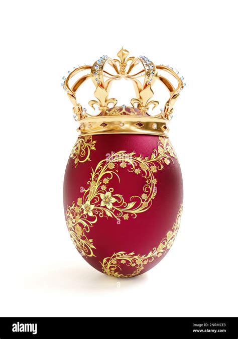 3d Rendering Of Royal Egg With Monarch Crown On Top On White Background