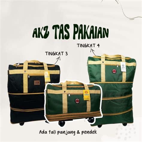 Jual Tas Pakaian Akz Travel Bag Tingkat Roda Troli Tas Lipat