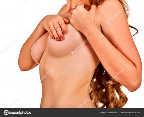 Breast Self Exam Naked Female Topless Breast On Black Background