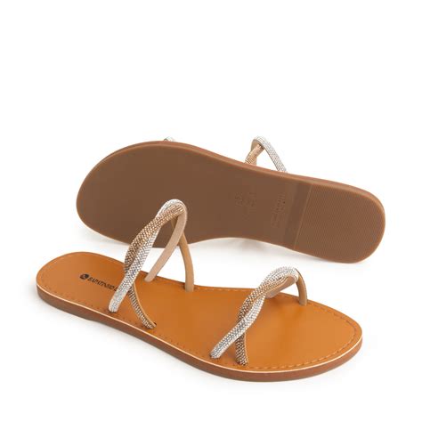 Rasteira Nude Almond Duas Tiras Cruzadas Strass Brilho 10040 24 2 Nude