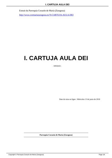 Pdf I Cartuja Aula Dei Cormariazaragoza Es La Soledad Del