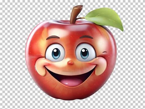 Personnage De Dessin Animé Pomme Avec Visage Souriant PSD Premium