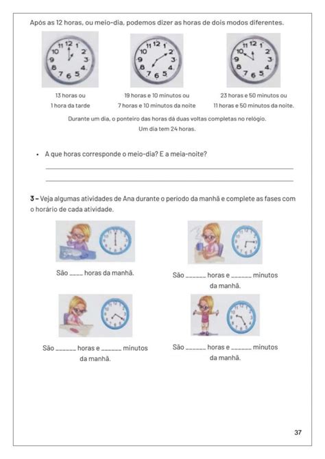 Medidas De Tempo Atividades Sala De Aula Prof R Rida