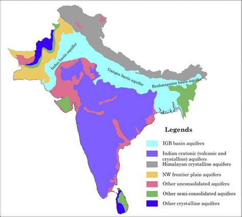 Map Of The Major Aquifers Of The Indian Sub Continent The Figure Is