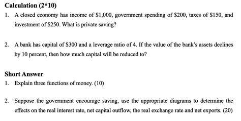 Solved Calculation A Closed Economy Has Income Of Chegg