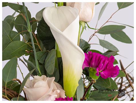 Erhaben Blumenstrauß mit Calla Rosen und Nelken