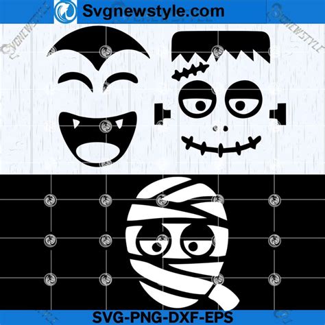 Frankenstein Monster Face SVG Bundle PNG DXF EPS Instant Download в