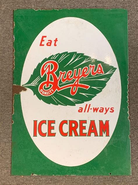 Double Sided Breyers Ice Cream Porcelain Sign Nov 22 2019 Briggs Auction Inc In Pa