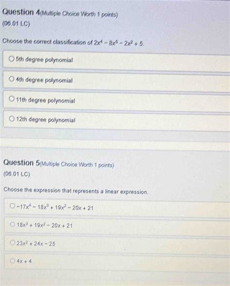 Solved Question 4 Multiple Choice Worth 1 Points 06 01 LC Choose